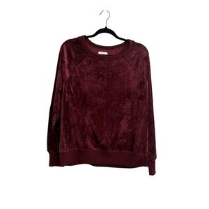 Lou & Grey Maroon Crushed Velvet Long Sleeve Sweatshirt Size Large